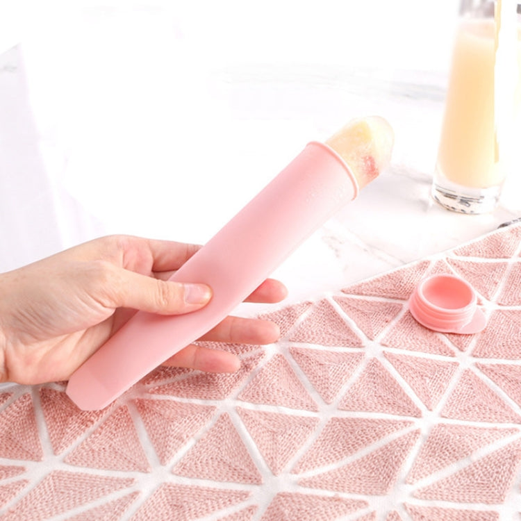 2 PCS Summer Handheld Silicone DIY Cylindrical Ice Cream Popsicle Mold with Cover(Light Pink)