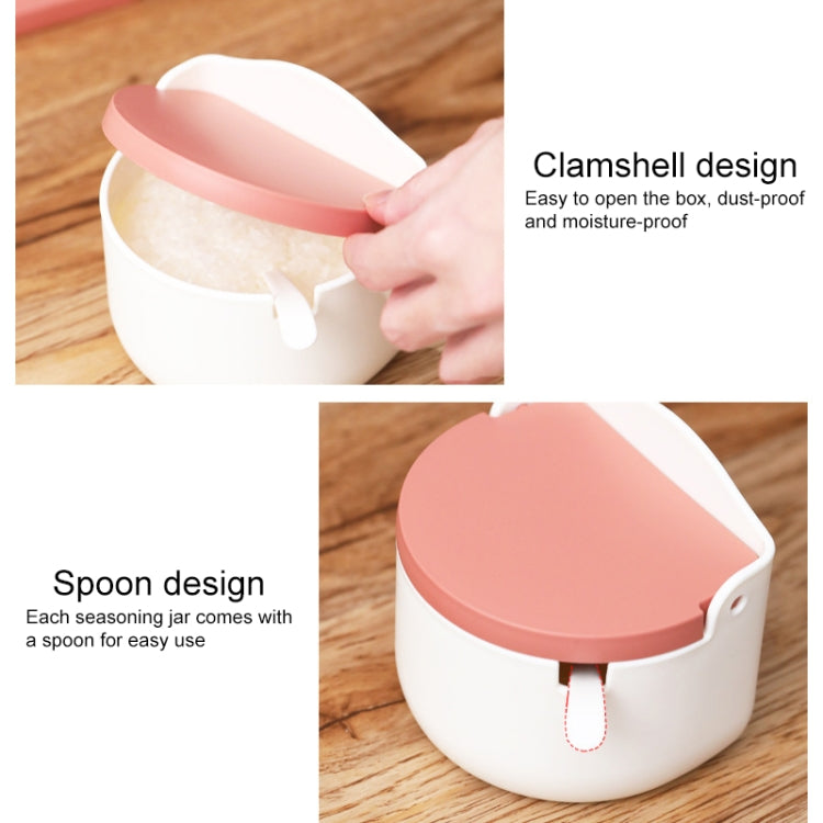 3 in 1 Household Simple Round Kitchen Table Moisture-proof Seasoning Box Set with Spoon(Red)