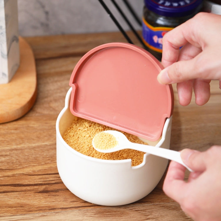 3 in 1 Household Simple Round Kitchen Table Moisture-proof Seasoning Box Set with Spoon(Red)
