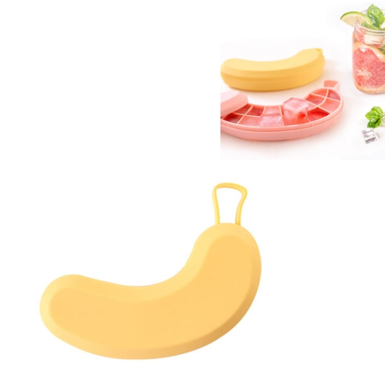 DIY Ice Cube Mold Creative Fruit Shape Ice Box with Lid, Style:Banana(Yellow)