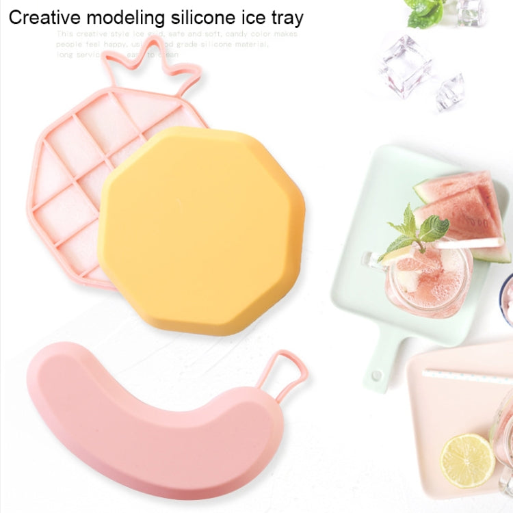 DIY Ice Cube Mold Creative Fruit Shape Ice Box with Lid, Style:Banana(Yellow)