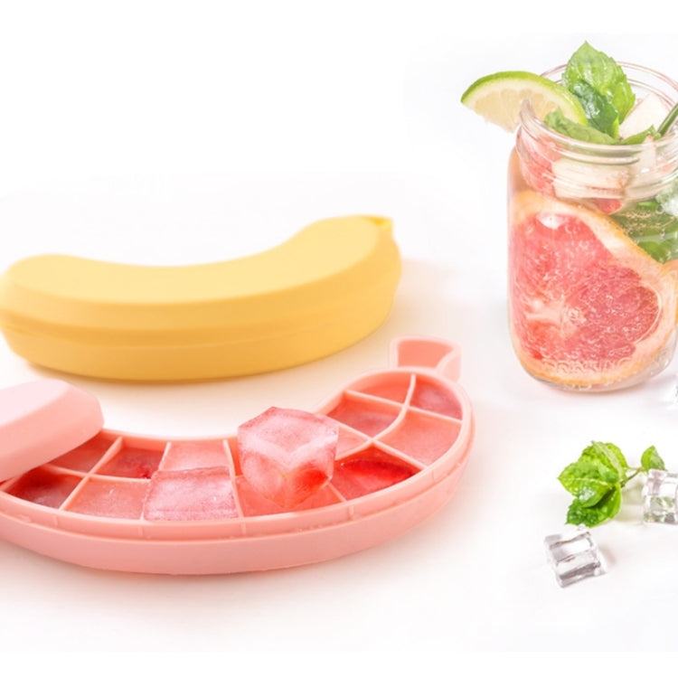 DIY Ice Cube Mold Creative Fruit Shape Ice Box with Lid, Style:Banana(Yellow)