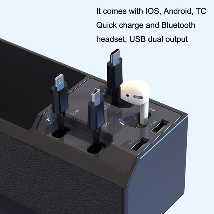 Car Seat Storage Box With Cable Car USB Charger, Style:Bluetooth Earphone 2 Wire