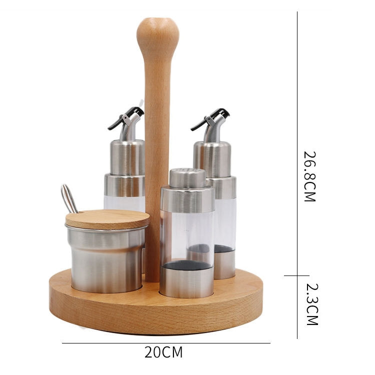 Wooden Creative Seasoning Jar Set Kitchen Rack