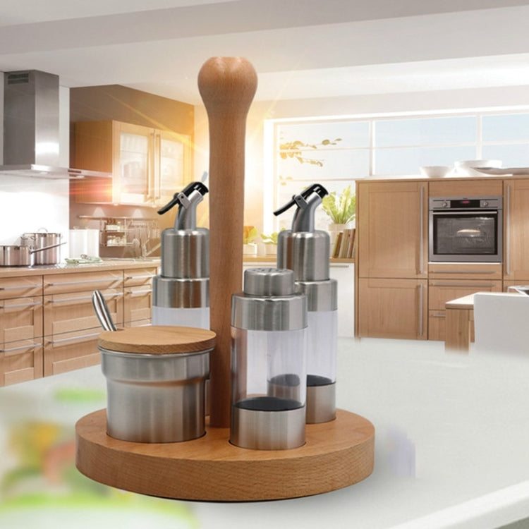 Wooden Creative Seasoning Jar Set Kitchen Rack