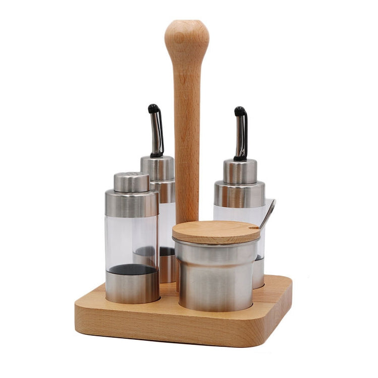 Wooden Creative Seasoning Jar Set Kitchen Rack