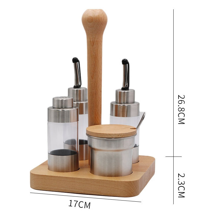 Wooden Creative Seasoning Jar Set Kitchen Rack