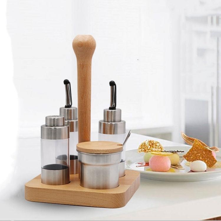 Wooden Creative Seasoning Jar Set Kitchen Rack