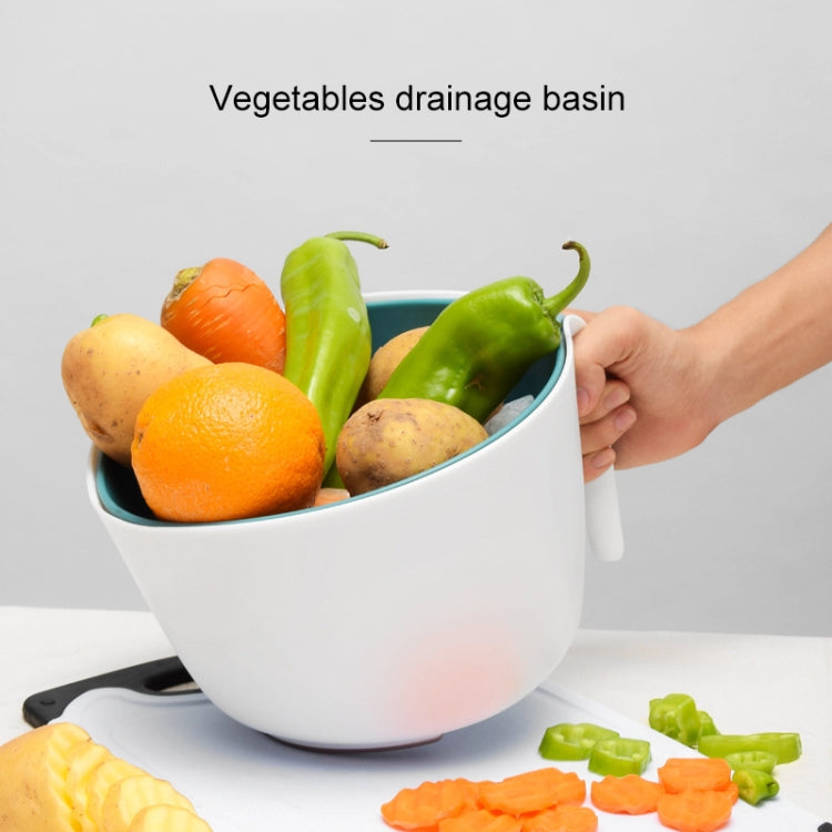 2 in 1 Double-layer Drain Basket Kitchen Plastic Fruit Vegetable Basket Salad Bowl