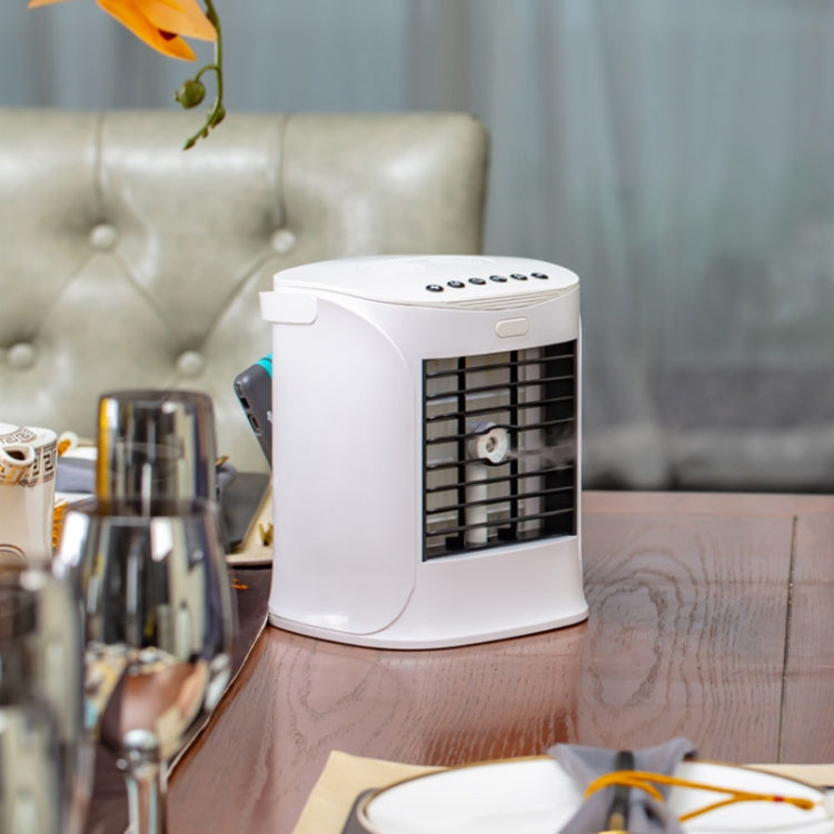Multifunction Desktop Fan Portable Air Conditioner Cooler Air Purifier Humidifier Bluetooth Speaker with Disinfection Lamp(White)