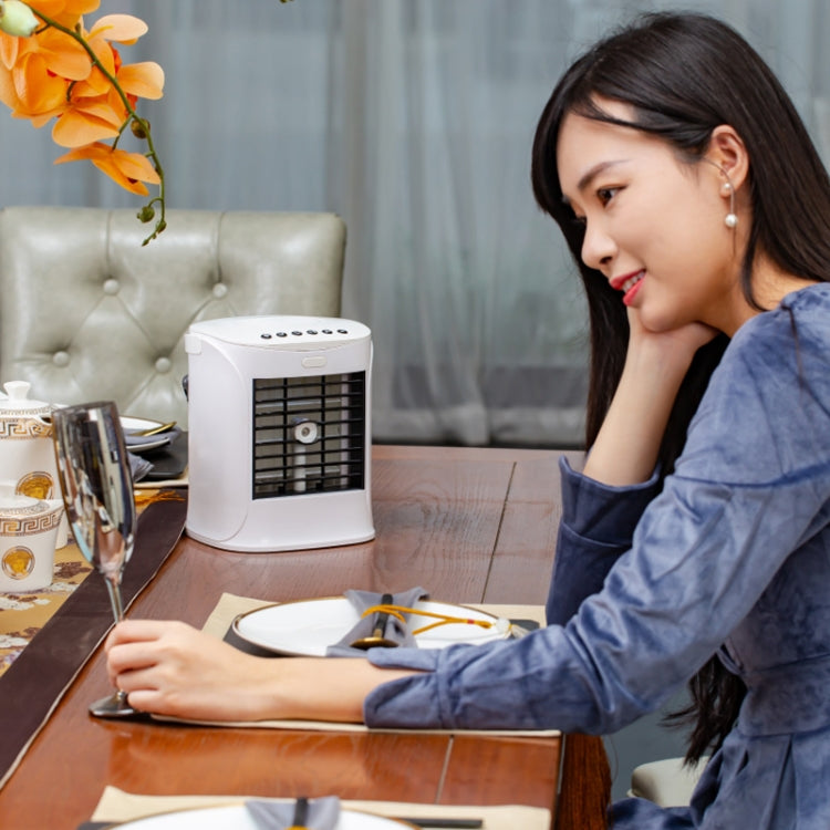 Multifunction Desktop Fan Portable Air Conditioner Cooler Air Purifier Humidifier Bluetooth Speaker with Disinfection Lamp(White)