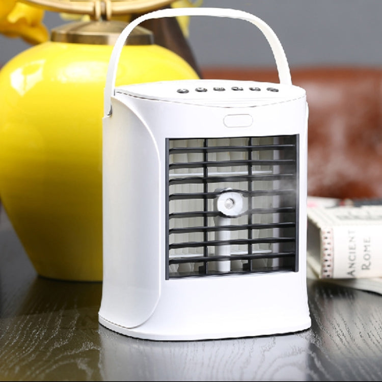 Multifunction Desktop Fan Portable Air Conditioner Cooler Air Purifier Humidifier Bluetooth Speaker with Disinfection Lamp(White)
