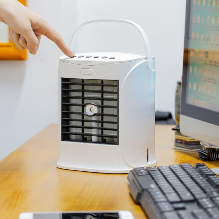 Multifunction Desktop Fan Portable Air Conditioner Cooler Air Purifier Humidifier Bluetooth Speaker with Disinfection Lamp(White)