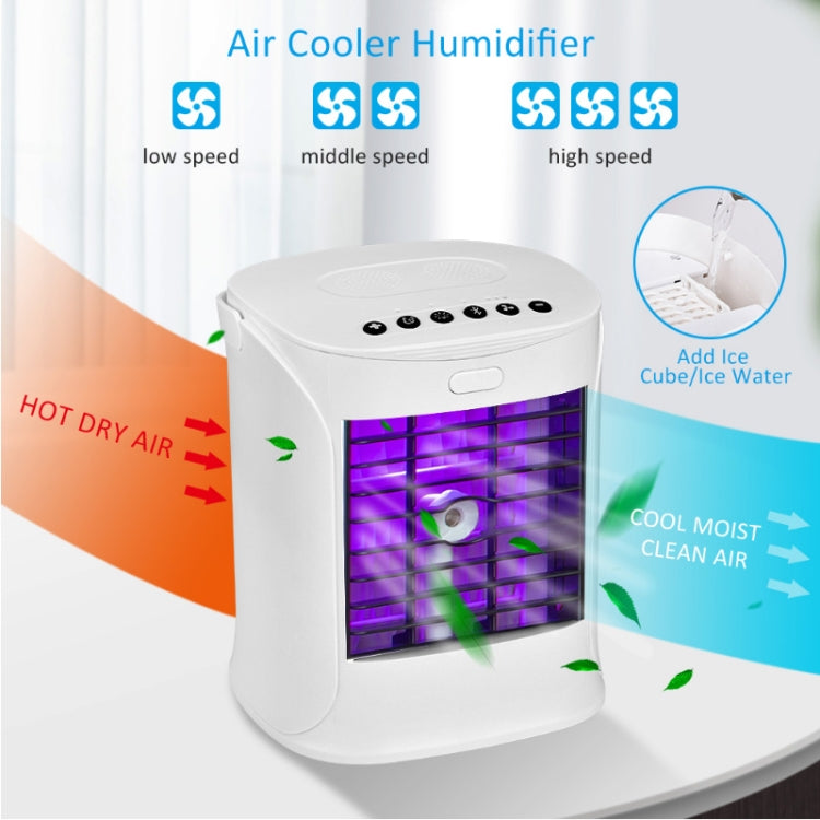 Multifunction Desktop Fan Portable Air Conditioner Cooler Air Purifier Humidifier Bluetooth Speaker with Disinfection Lamp(White)