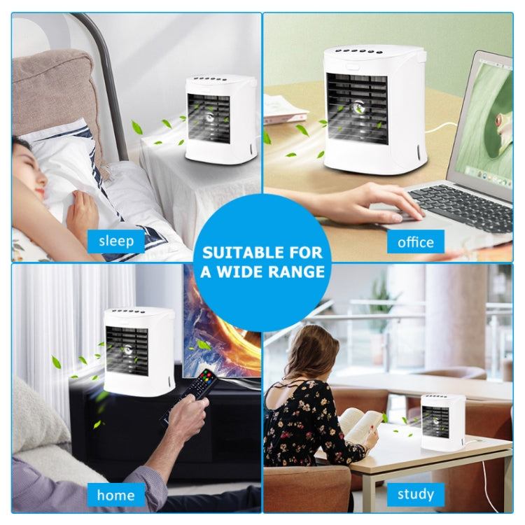 Multifunction Desktop Fan Portable Air Conditioner Cooler Air Purifier Humidifier Bluetooth Speaker with Disinfection Lamp(White)