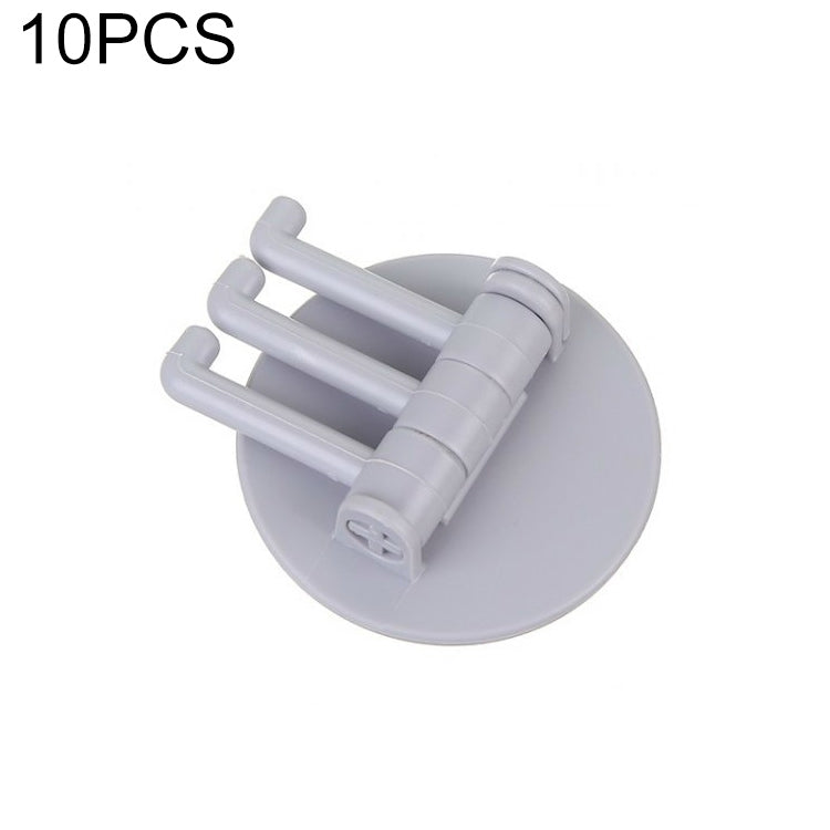 10 PCS Seamless Paste 3-Branch Rotating Kitchen Bathroom Wall Hook