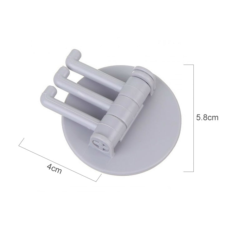 10 PCS Seamless Paste 3-Branch Rotating Kitchen Bathroom Wall Hook