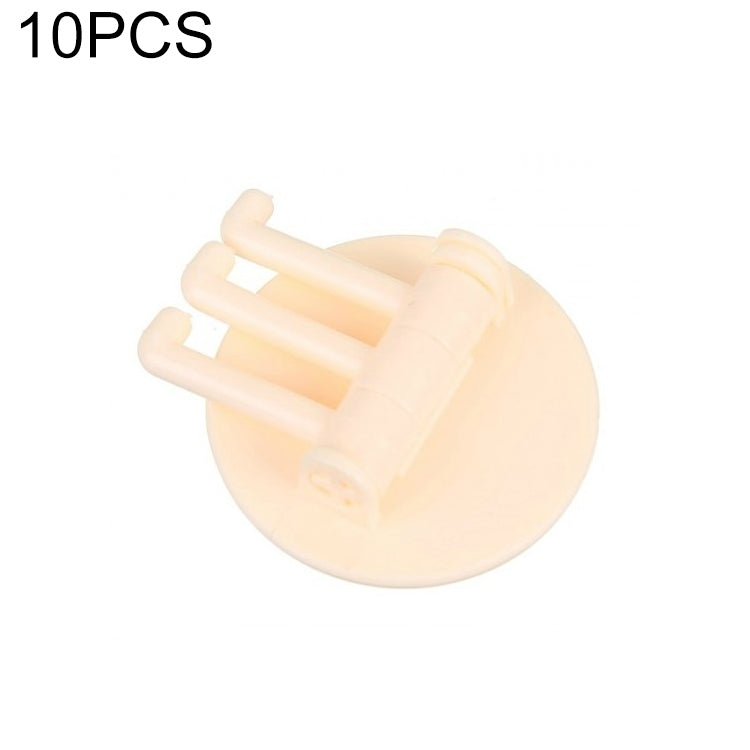 10 PCS Seamless Paste 3-Branch Rotating Kitchen Bathroom Wall Hook