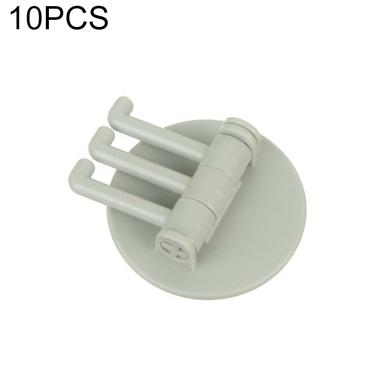 10 PCS Seamless Paste 3-Branch Rotating Kitchen Bathroom Wall Hook