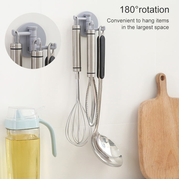 10 PCS Seamless Paste 3-Branch Rotating Kitchen Bathroom Wall Hook