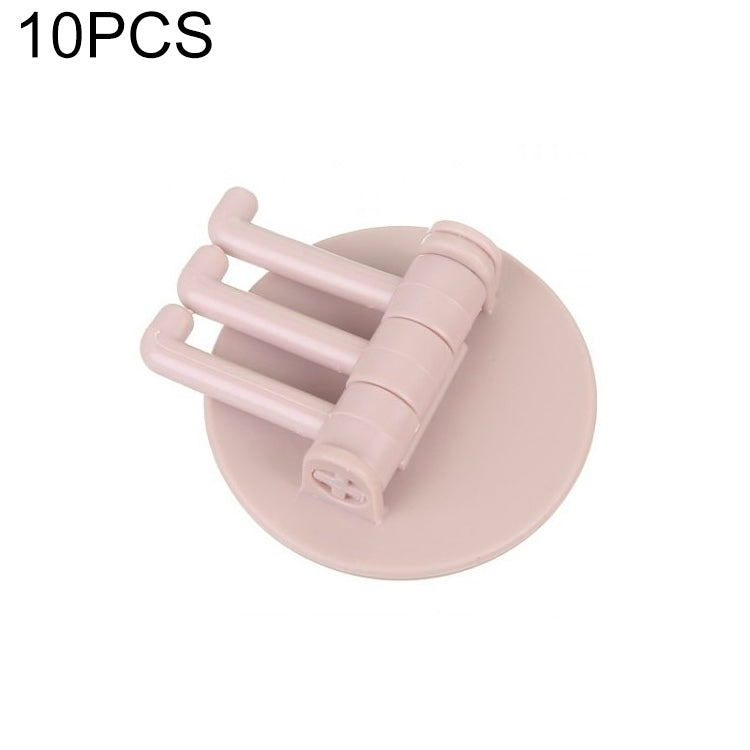 10 PCS Seamless Paste 3-Branch Rotating Kitchen Bathroom Wall Hook