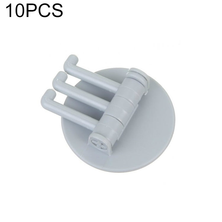 10 PCS Seamless Paste 3-Branch Rotating Kitchen Bathroom Wall Hook