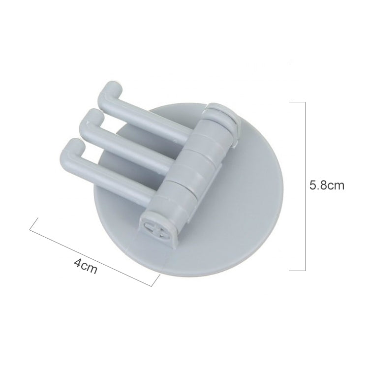 10 PCS Seamless Paste 3-Branch Rotating Kitchen Bathroom Wall Hook