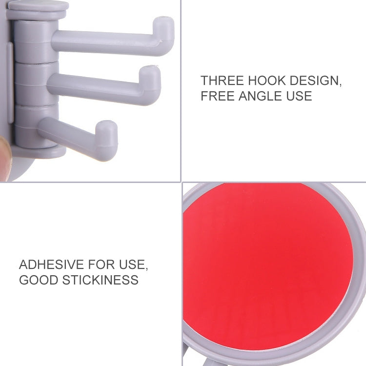 10 PCS Seamless Paste 3-Branch Rotating Kitchen Bathroom Wall Hook