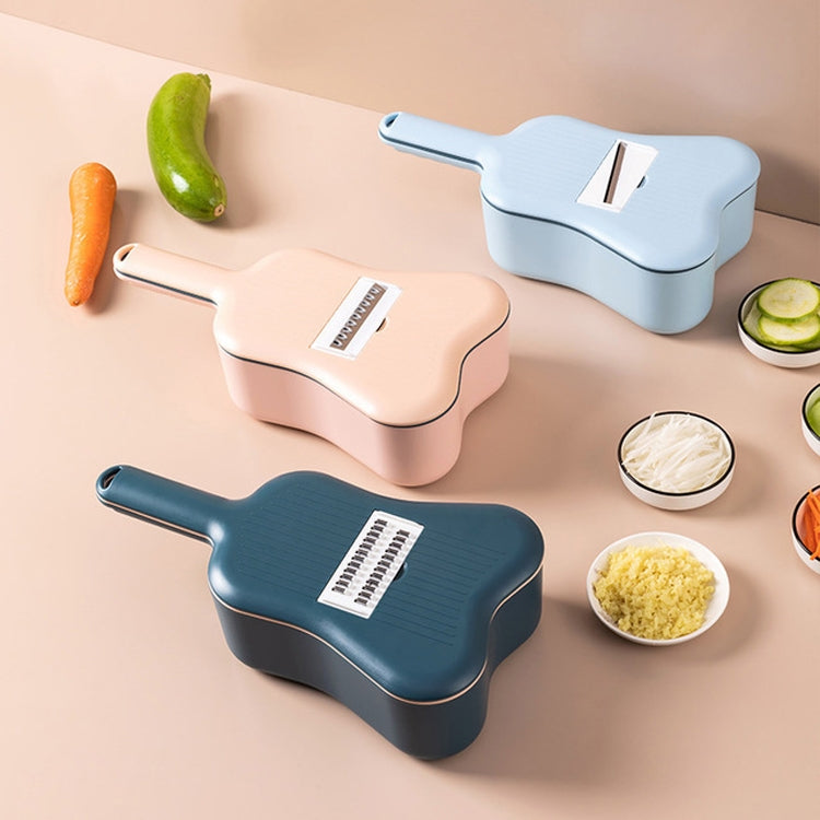 Kitchen Ukulele Shape Multifunction Drain Basket Potato Shaved Peeling Slicer Cutter(Dark Blue)