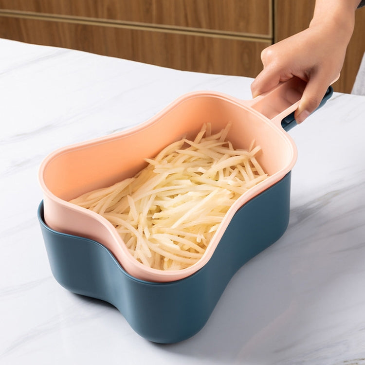 Kitchen Ukulele Shape Multifunction Drain Basket Potato Shaved Peeling Slicer Cutter(Dark Blue)
