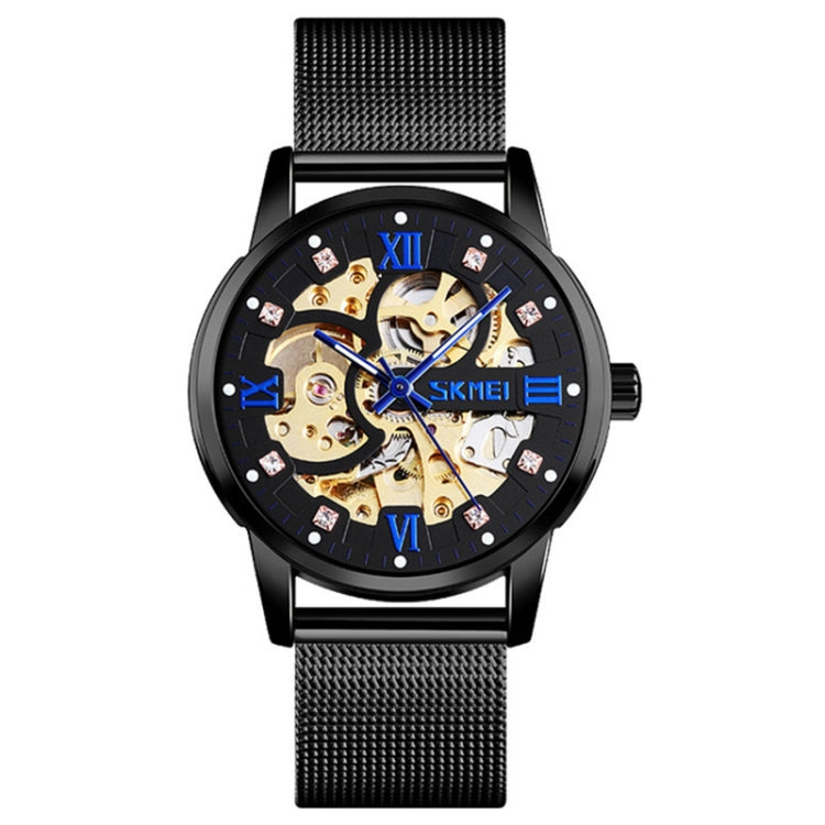 SKMEI 9199 Men Automatic Mechanical Watch Mesh Belt Gear Skeleton Watch