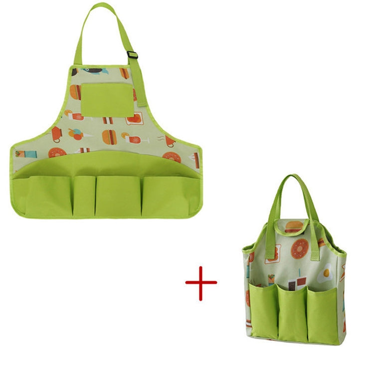 MTP-628 2 in 1 Children Garden Work Apron Portable Garden Tool Storage Bag Set
