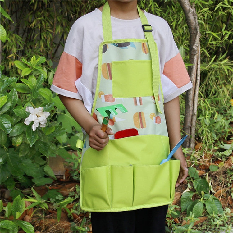 MTP-628 2 in 1 Children Garden Work Apron Portable Garden Tool Storage Bag Set