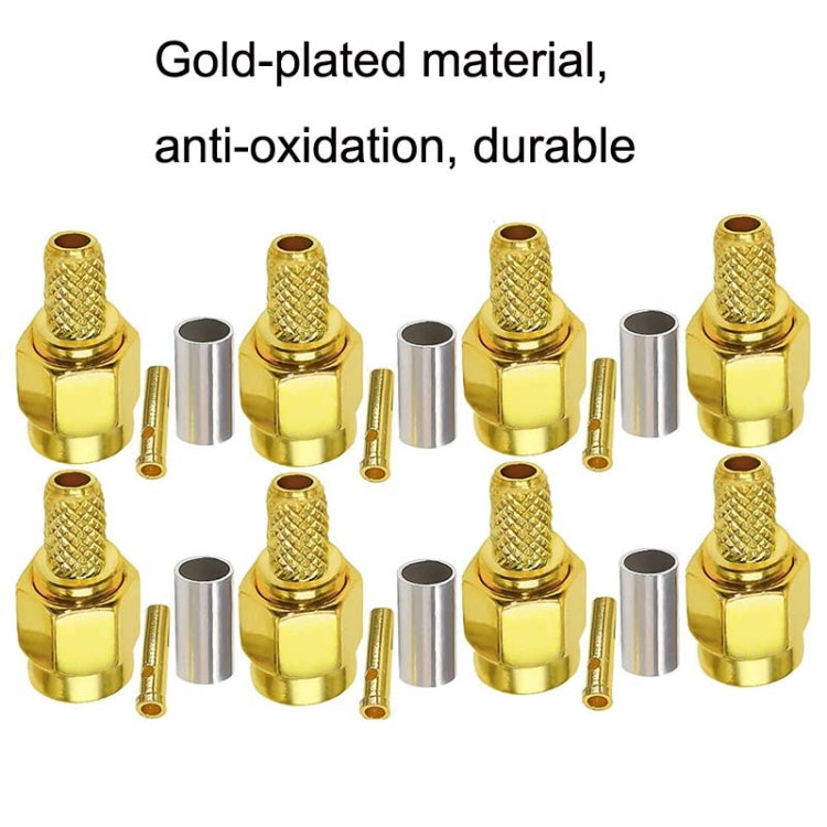 10pcs SMA Male Plug Connector Crimp For RG58 / LMR195 / RG142 / RG400