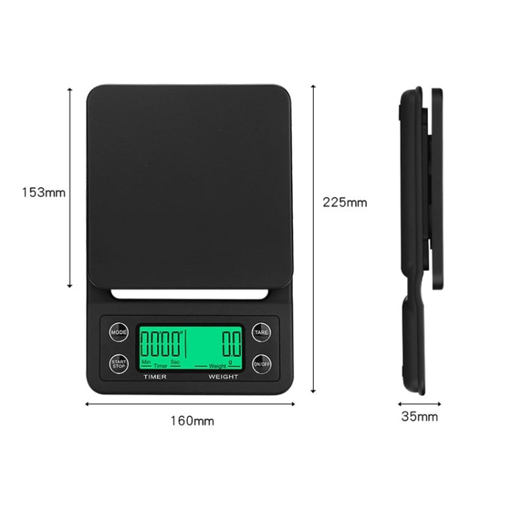 Hand Punch Coffee Scales Timing Electronic Timer Scale Kitchen Scales, Model:5kg/0.1g
