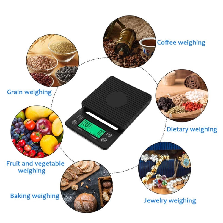 Hand Punch Coffee Scales Timing Electronic Timer Scale Kitchen Scales, Model:5kg/0.1g