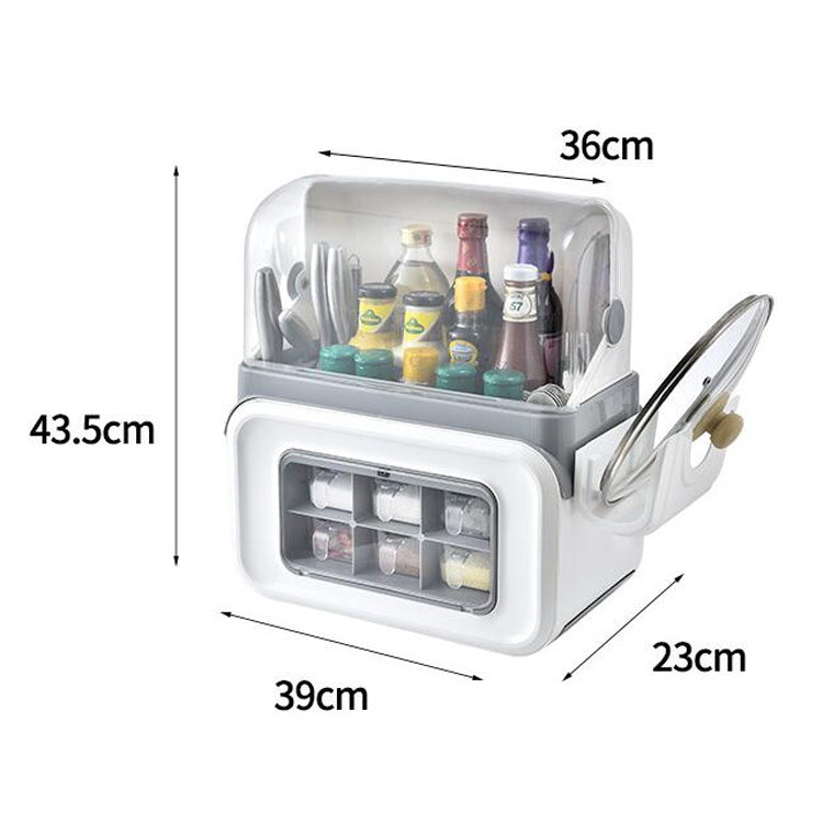 Household Seasoning Box Multifunctional Rack Knife Holder Pot Cover Storage Box, Style:Upgraded Version