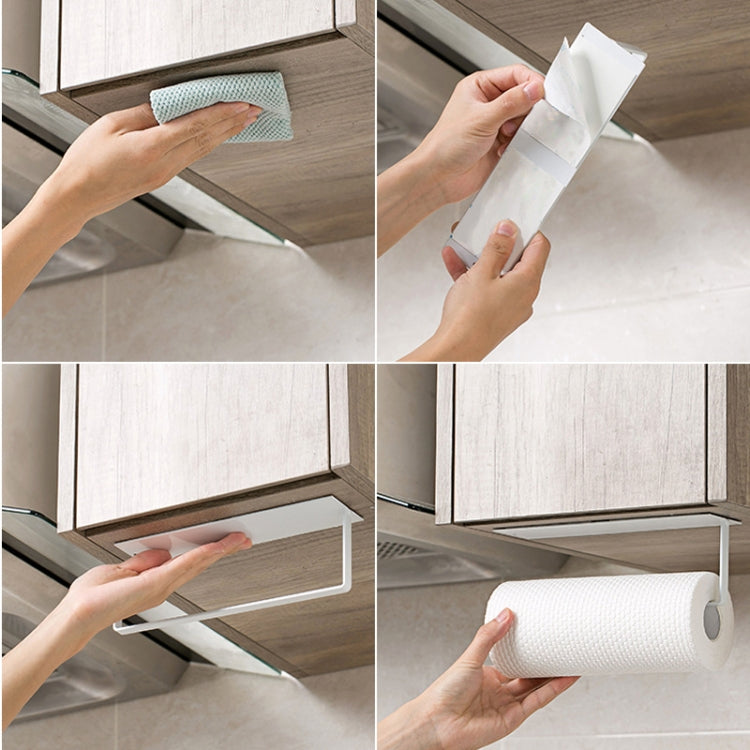 2 PCS Punch-free Wall-mounted Bathroom Kitchen Roll Holder Towel Rack