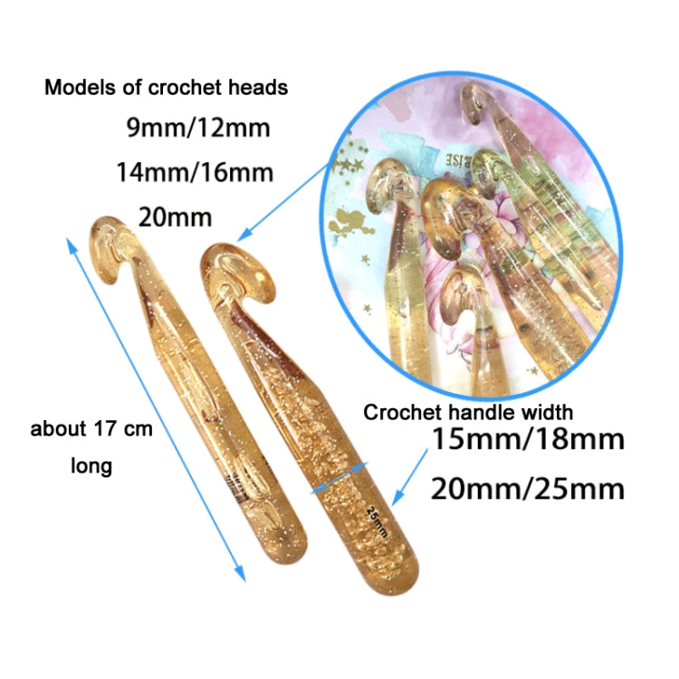 10 PCS Transparent Bold Crystal Crochet Knitting Tool, Specification:25mm