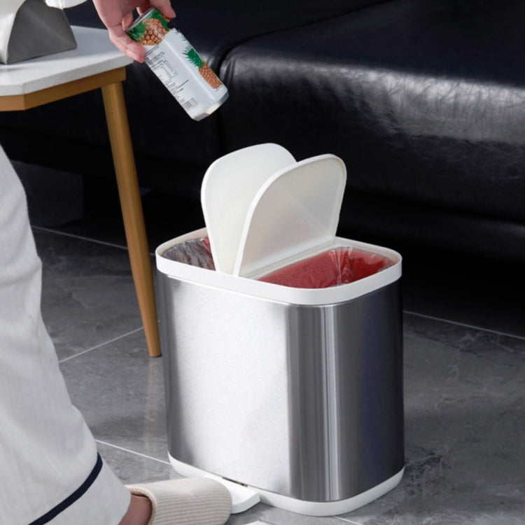 Stainless Steel Pedal Trash Bin Office Waste Paper Basket Tube Inner Barrel With Lid(Gray)