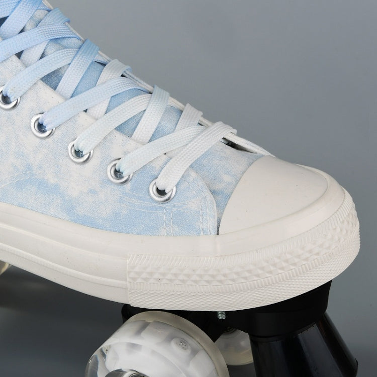 Flash Roller Skates Four-Wheel Double-Row Canvas Roller Skates, Size:33