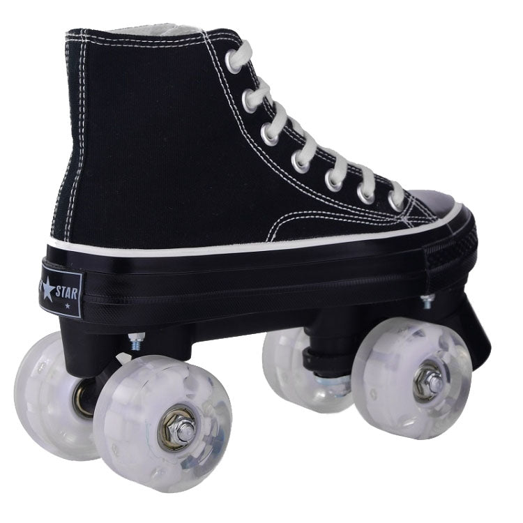 Flash Roller Skates Four-Wheel Double-Row Canvas Roller Skates, Size:42