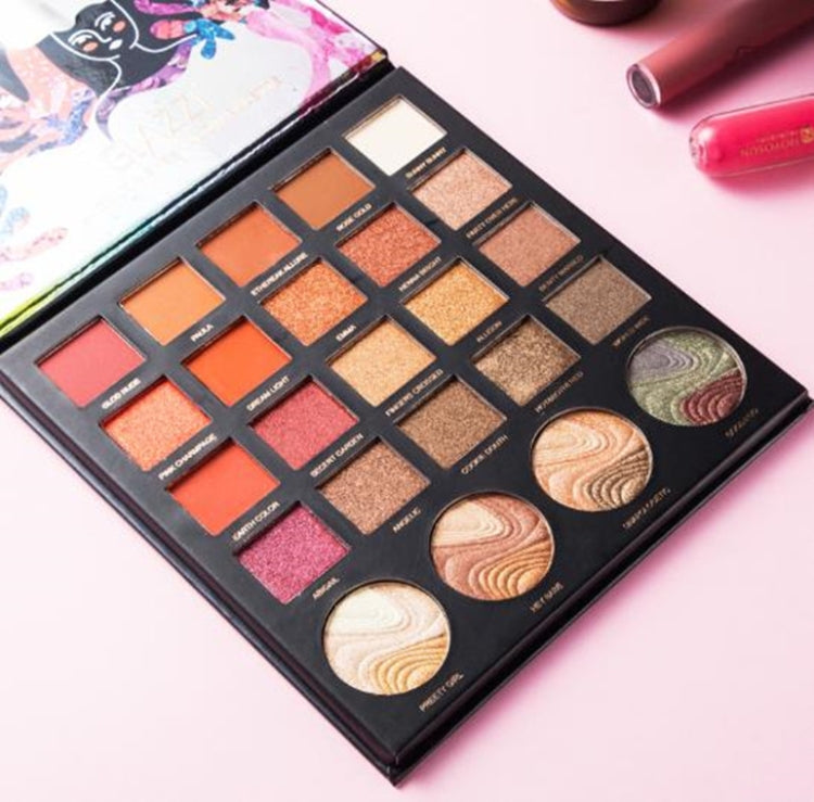 24 Color Student High-gloss Eyeshadow Matte Pearlescent Relief Eye Shadow Tray(24 Color Highlight Eyeshadow)