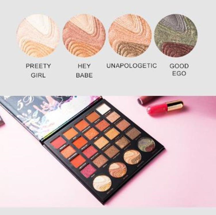 24 Color Student High-gloss Eyeshadow Matte Pearlescent Relief Eye Shadow Tray(24 Color Highlight Eyeshadow)