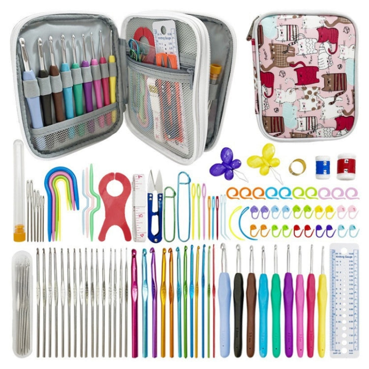 Pink Flower Cat Handmade DIY Sweater Knitting Crochet Tools Material Set