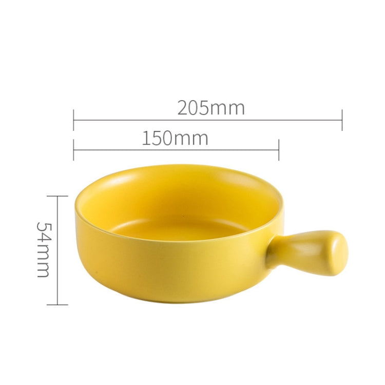 2 PCS Simple Ceramic Baking Handle Bowl Pasta Salad Dessert Bowl Ceramic Single Handle Instant Noodle Bowl