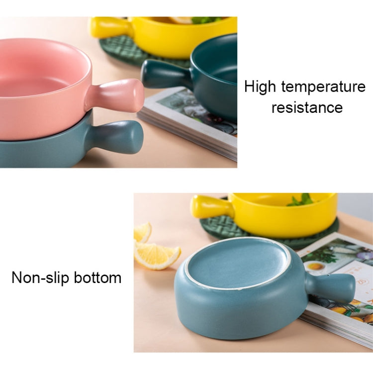 2 PCS Simple Ceramic Baking Handle Bowl Pasta Salad Dessert Bowl Ceramic Single Handle Instant Noodle Bowl
