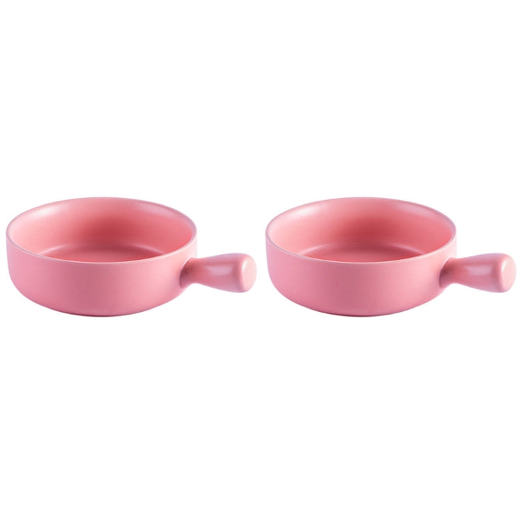 2 PCS Simple Ceramic Baking Handle Bowl Pasta Salad Dessert Bowl Ceramic Single Handle Instant Noodle Bowl