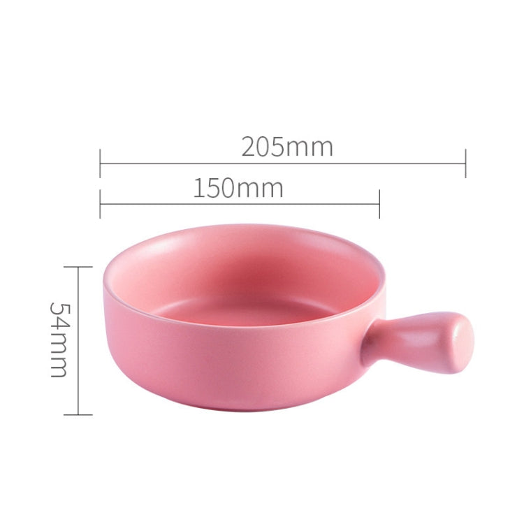 2 PCS Simple Ceramic Baking Handle Bowl Pasta Salad Dessert Bowl Ceramic Single Handle Instant Noodle Bowl