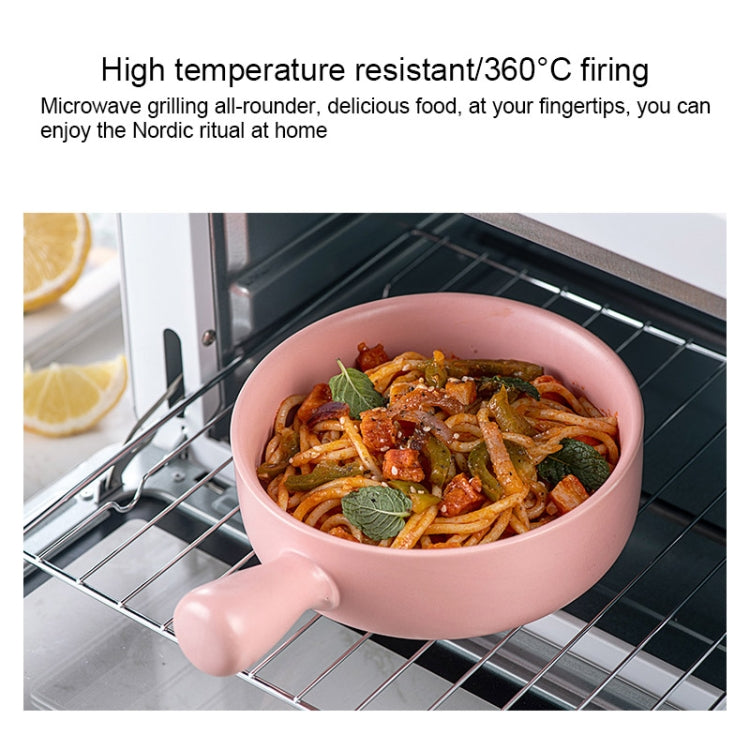 2 PCS Simple Ceramic Baking Handle Bowl Pasta Salad Dessert Bowl Ceramic Single Handle Instant Noodle Bowl